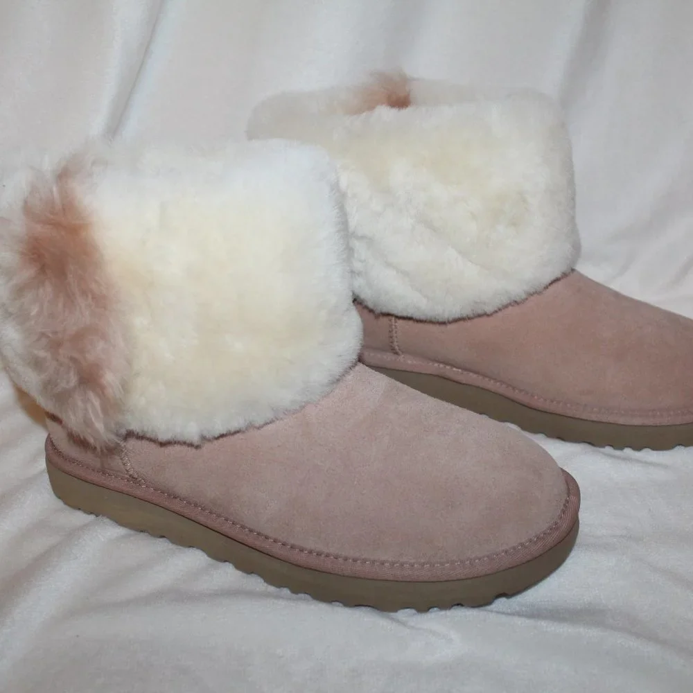 NIB‎ UGG WOMEN'S MINI WISP SUEDE SHEARLING LINED WINTER BOOTS ARROYO